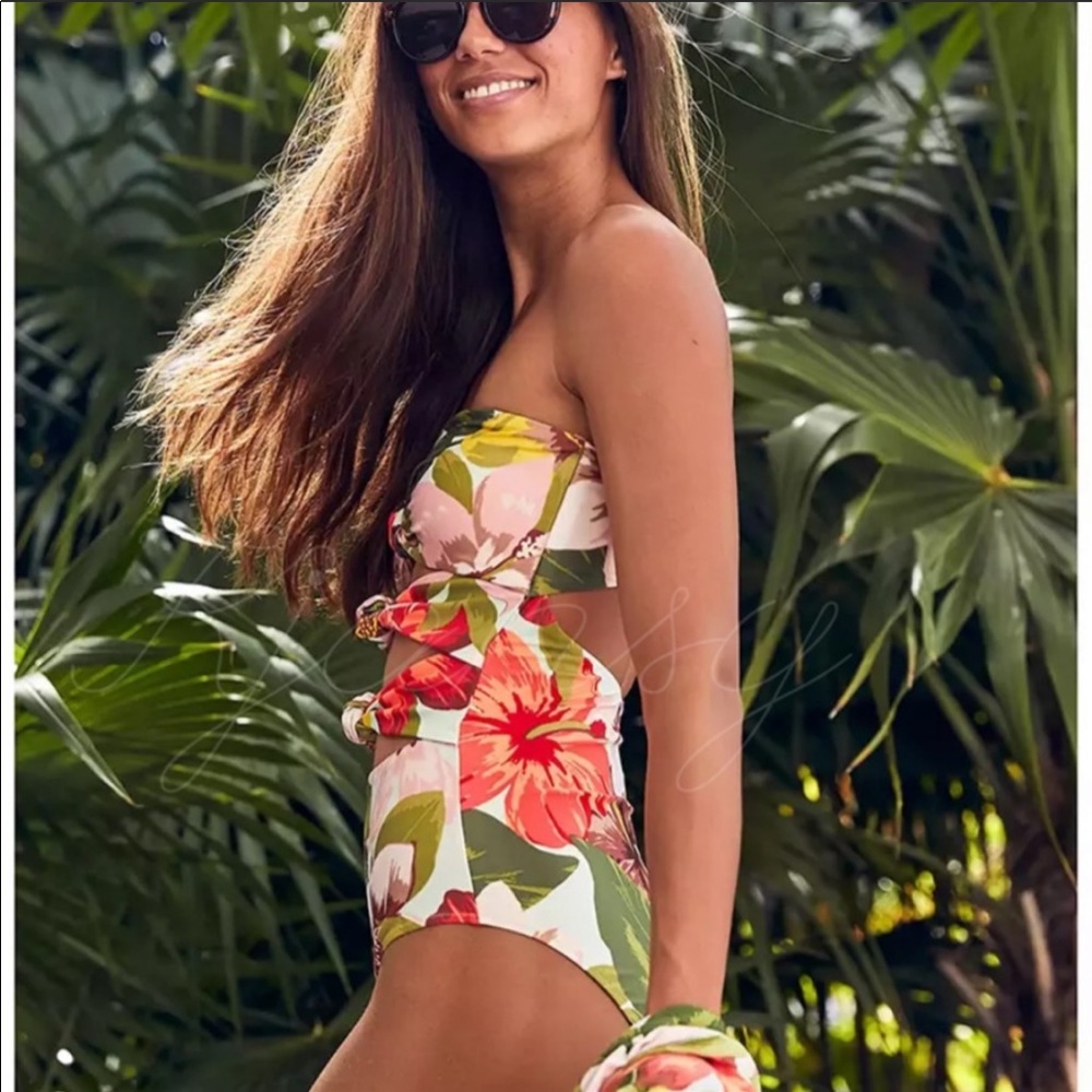 5 ⭐️ Bohemian Knot Front Floral One Piece Swimsuit